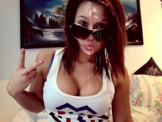 Big titted teen facial and bukkake cum blasted