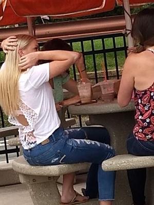 College girl/who thinks she is wearing this top backwards