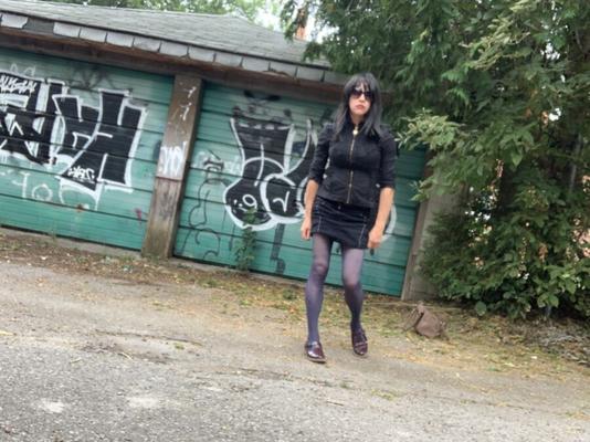 Amy with blue tight  pantyhose and flats