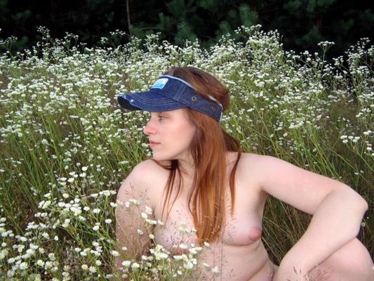 Chubby Redhead Walking Nude Outdoors