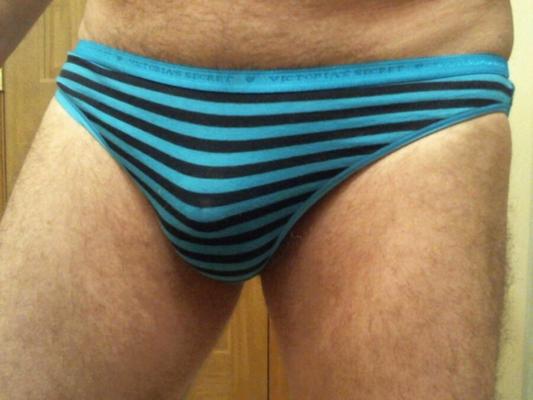 Rob in his girlfriends panties
