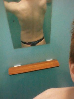 In the dressing room of the swimming pool