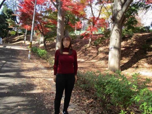 Die japanische Frau Miss K ... ein Spaziergang im Park