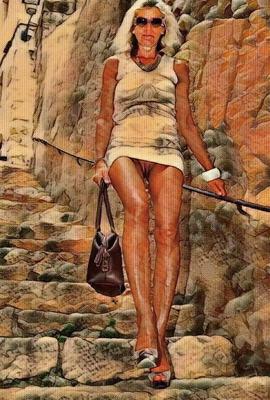 Filles chaudes dans les escaliers