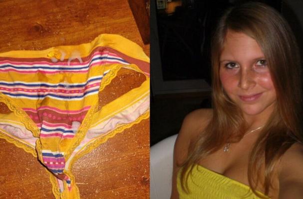 Heimlich in ihren Slip gewichst / secretly waxed in her panties