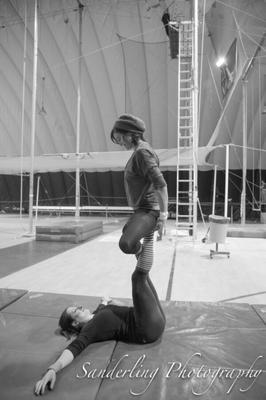 Flexible stuntwoman gymnastics