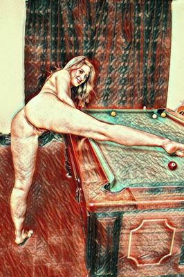 Adoro garotas nuas na mesa de sinuca