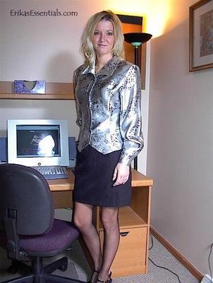 erika in black satin panties on a desk