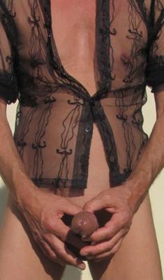 Black seethru BLOUSE and a little cum from my penis..