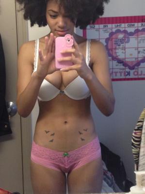 Ebony teen selfie in panties - which is your favorite?