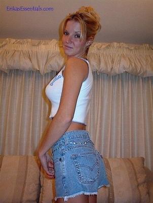 erika in blue satin panties on couch