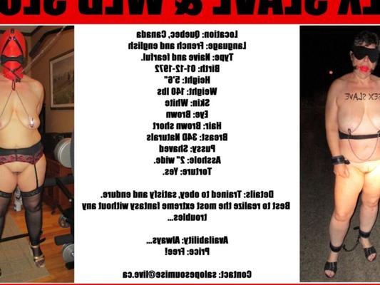 Sex Slave Genevieve used outdoor, Quebec, Canada 2021
