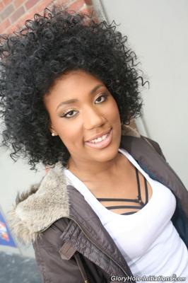 big hair black babe drinks white dick cum