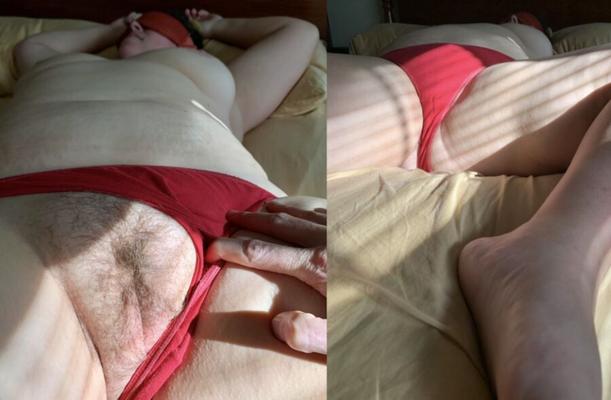 Wife in Red Panties - Hairy Facial