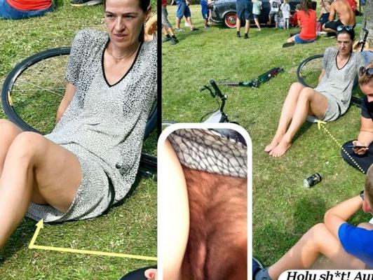 MILF sin panty día en público