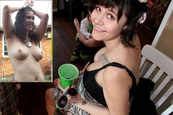 set: linda chica tatuada mostrándolo todo con grandes tetas embarazadas