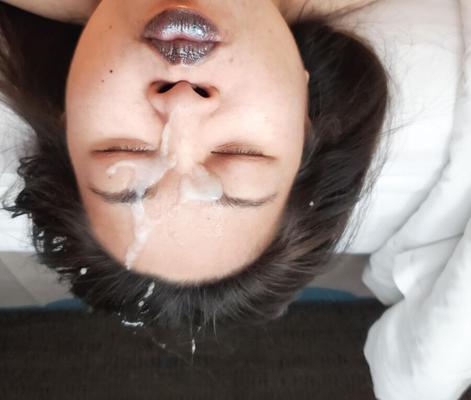 asian gf plastered in thick facial cumshot