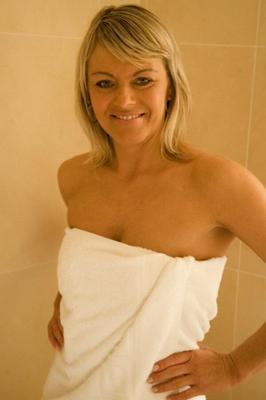 Sexy housewife in the bathroom