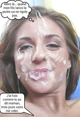 フランス語のキャプション (Français inceste) mon sperme sur maman