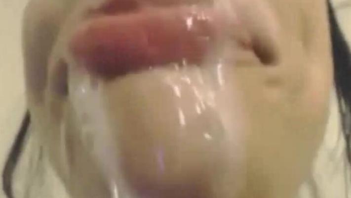 Squirting SPIT Out of Her THROAT with Dildo