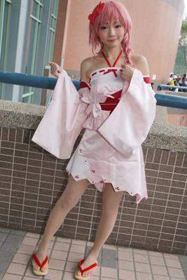 パンストを履いたコスプレ女