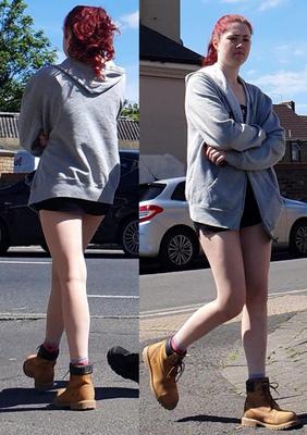 [CANDID] BUSTED BY NICE LEGS REDHEAD SKANK