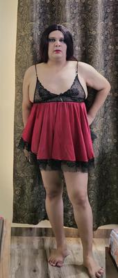 transexual Monica Red Babydoll enorme