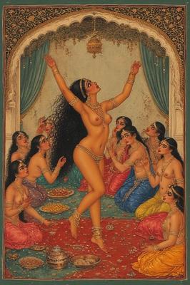 Quanzar Miniature Painting Nautch Dancers