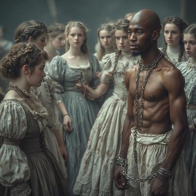 奴隷オークションでの白人プランテーションの愛人